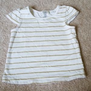 White and sparkling gold short sleeve top